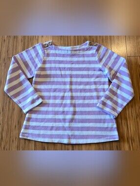 D&CO Striped Lilac & White Long-Sleeve Knit Top